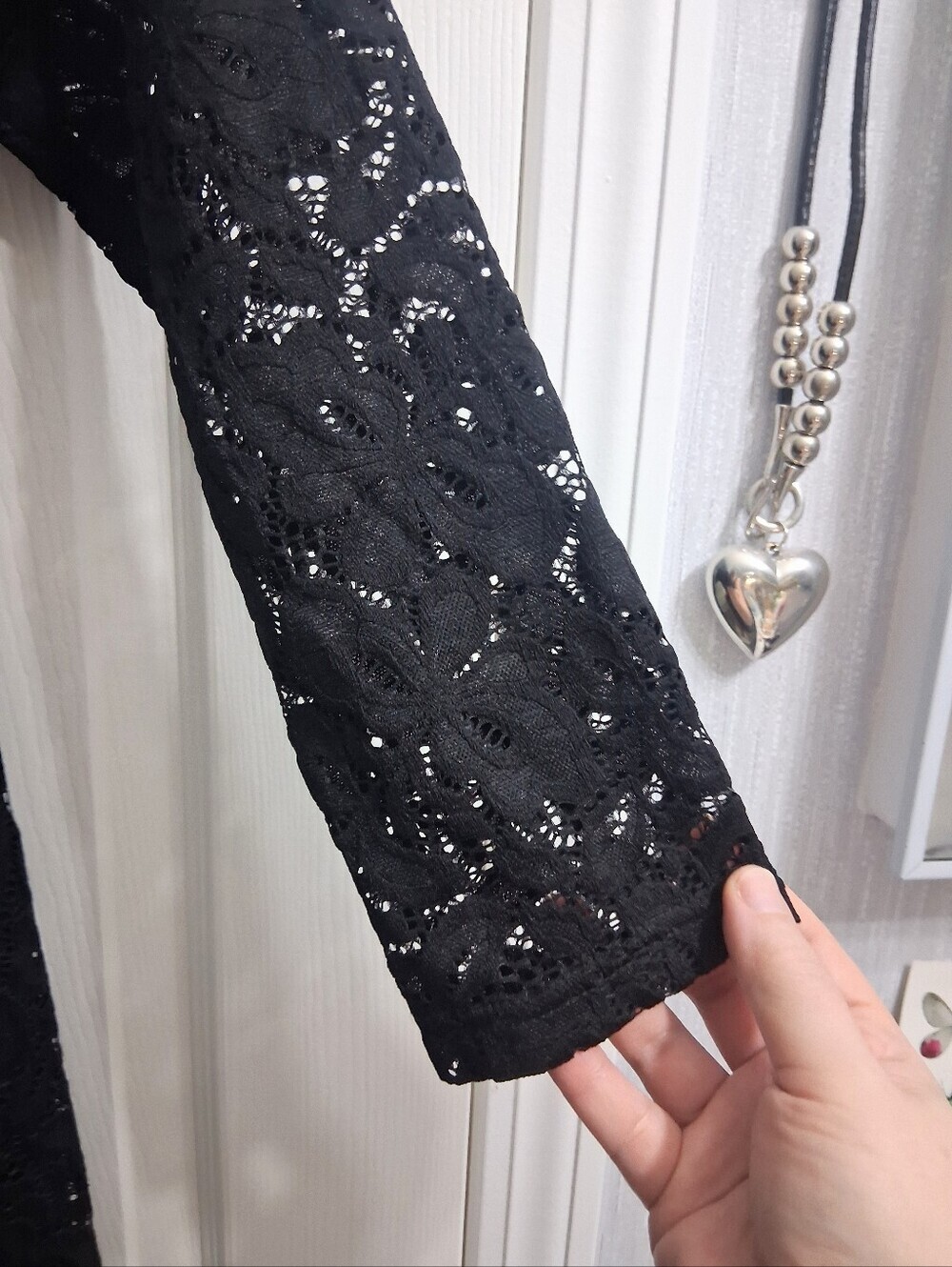 Missmay Romantic Black Lace Dress Midi Long Sleeve - Picture 7 of 13